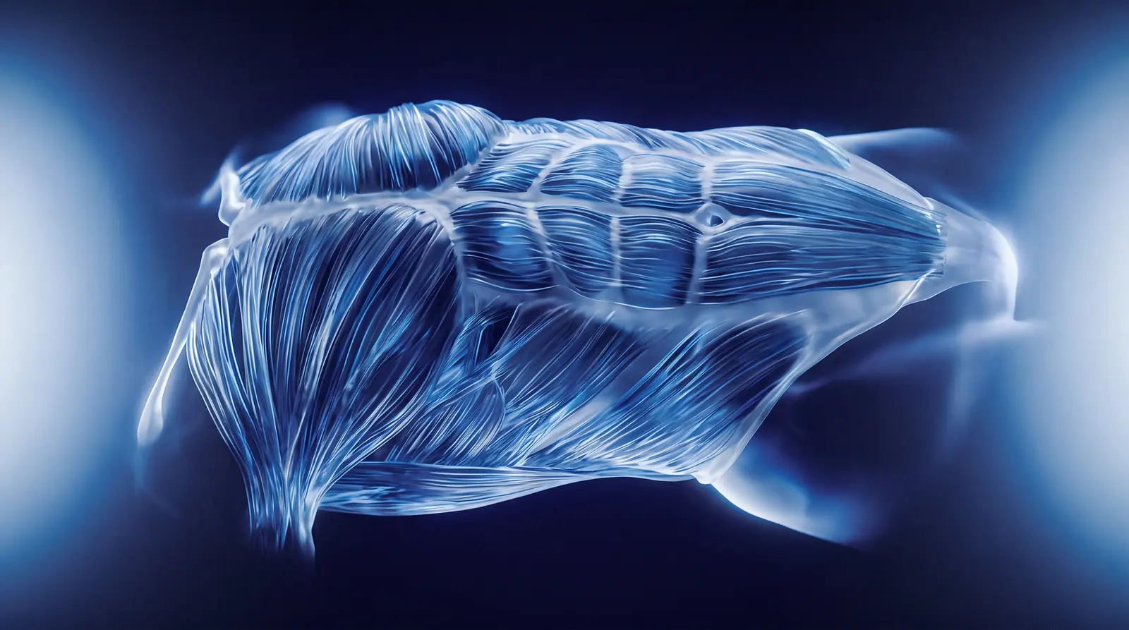 Abstract cinematic illustration of the human abdominal wall