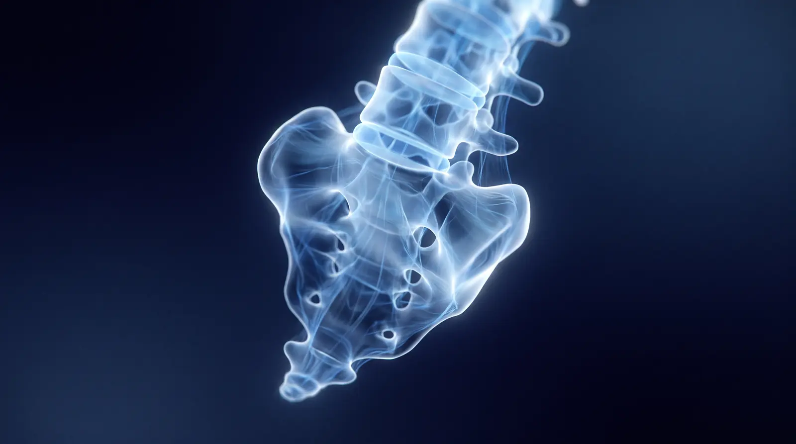 Abstract cinematic illustration of the human sacral area